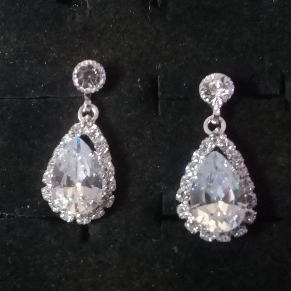 CZ crystal teardrop earrings